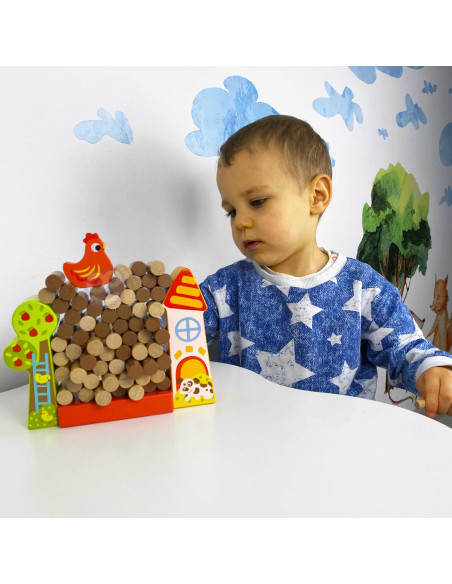 TOOKY TOY Arcade Game Falling Hen Wooden Farm