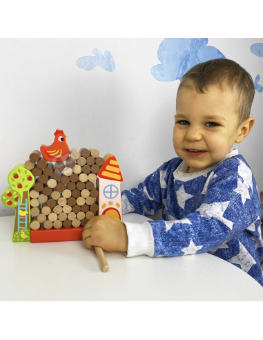 TOOKY TOY Arcade Game Falling Hen Wooden Farm