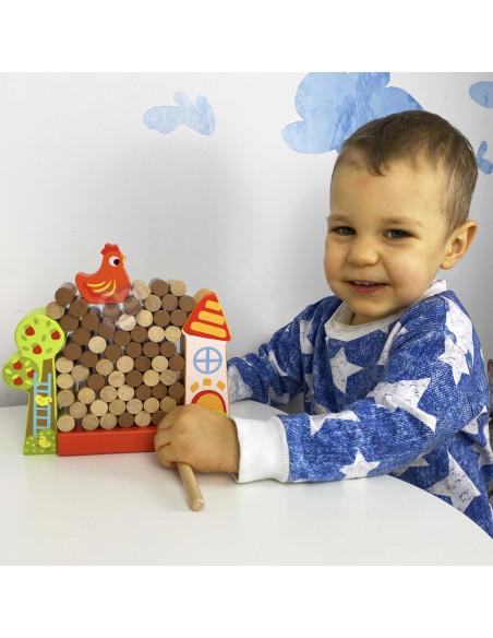 TOOKY TOY Arcade Game Falling Hen Wooden Farm