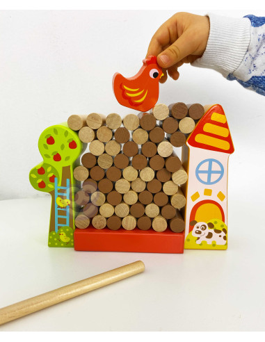 TOOKY TOY Arcade Game Falling Hen Wooden Farm