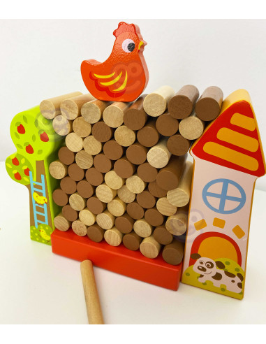 TOOKY TOY Arcade Game Falling Hen Wooden Farm
