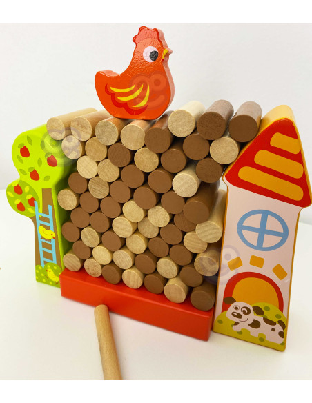 TOOKY TOY Arcade Game Falling Hen Wooden Farm