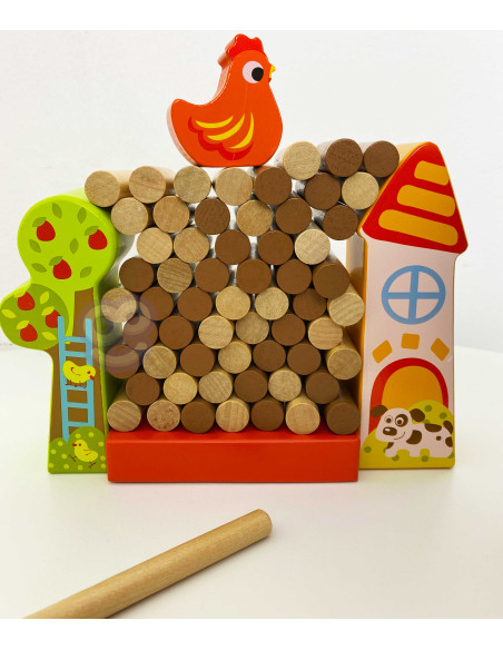 TOOKY TOY Arcade Game Falling Hen Wooden Farm