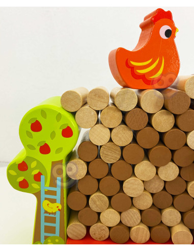 TOOKY TOY Arcade Game Falling Hen Wooden Farm
