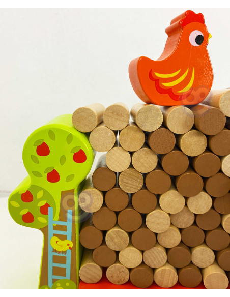 TOOKY TOY Arcade Game Falling Hen Wooden Farm