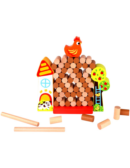 TOOKY TOY Arcade Game Falling Hen Wooden Farm