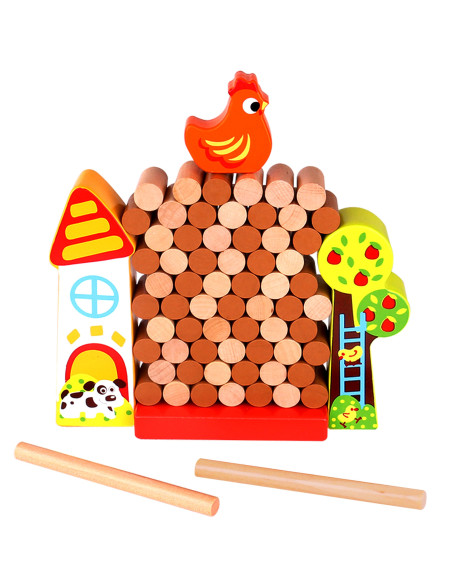 TOOKY TOY Arcade Game Falling Hen Wooden Farm