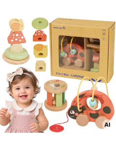 TOOKY TOY Ladybug 3-in-1 Developmental Play Set