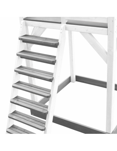 AXI Wooden Playground Tower with Double Swing, Climbing Ladders, and XLL Slide