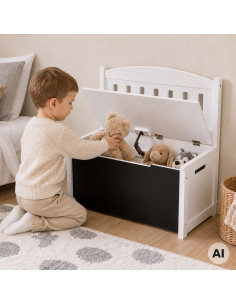 Tooky Toy 3-in-1 Wooden Toy Chest Bench with Drawing Board 2