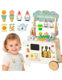TOOKY TOY Montessori Wooden Garden Cart 57pcs