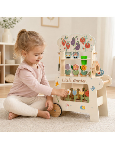 TOOKY TOY Montessori Wooden Garden Cart 57pcs