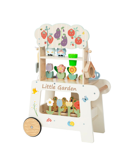 TOOKY TOY Montessori Wooden Garden Cart 57pcs