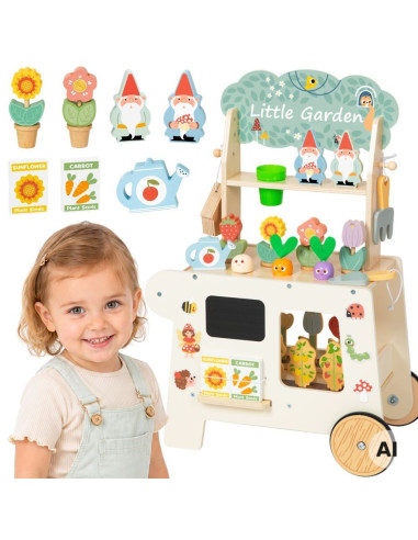 TOOKY TOY Montessori Wooden Garden Cart 57pcs