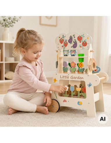 TOOKY TOY Montessori Wooden Garden Cart 57pcs