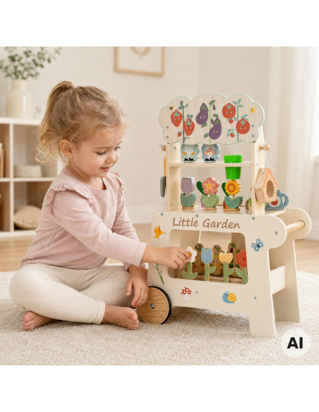 TOOKY TOY Montessori Wooden Garden Cart 57pcs
