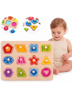 TOOKY TOY Puzzle Montessori Shape Learning Puzzle with Pushpins
