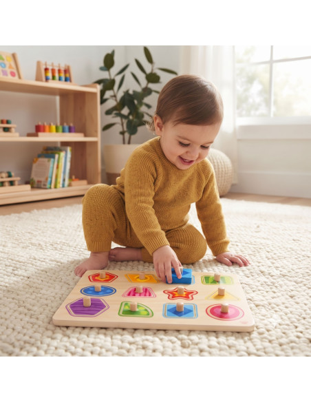 TOOKY TOY Puzzle Montessori Shape Learning Puzzle with Pushpins