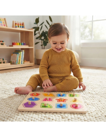 TOOKY TOY Puzzle Montessori Shape Learning Puzzle with Pushpins