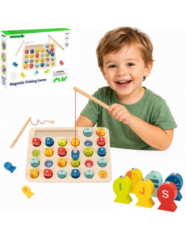 Tooky Toy Wooden Game Fishing Learning Letters 29 pcs.