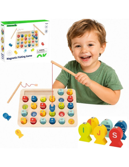 Tooky Toy Wooden Game Fishing Learning Letters 29 pcs.