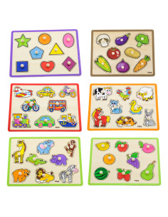 VIGA Wooden Puzzle with Handles and Shelf 7 pcs. 2