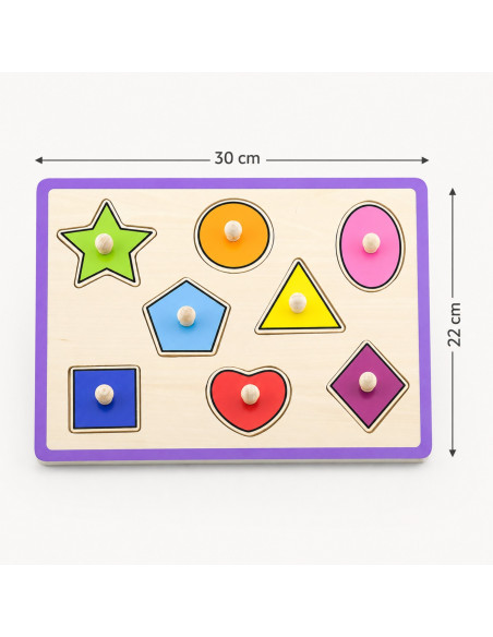 VIGA Wooden Puzzle with Handles and Shelf 7 pcs.