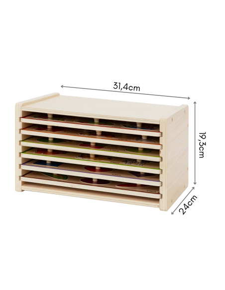 VIGA Wooden Puzzle with Handles and Shelf 7 pcs.