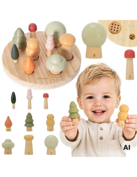 VIGA POLARB Wooden Puzzle Sorter Forest Trees Learning Counting 1-9 18+ VIGA POLARB