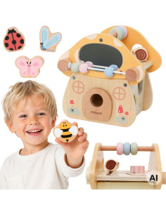 VIGA Wooden Mushroom Activity Sorter Maze Mirror 18M+