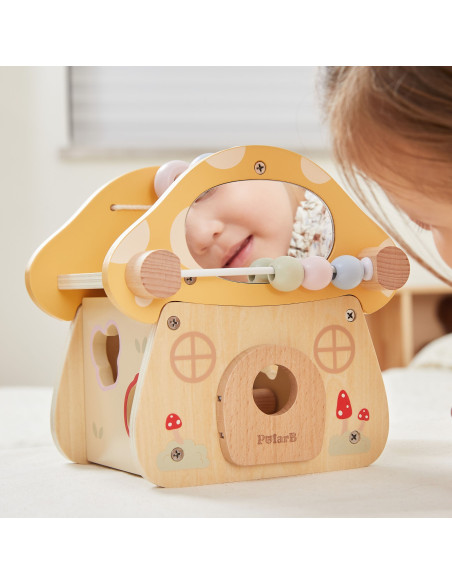 VIGA Wooden Mushroom Activity Sorter Maze Mirror 18M+