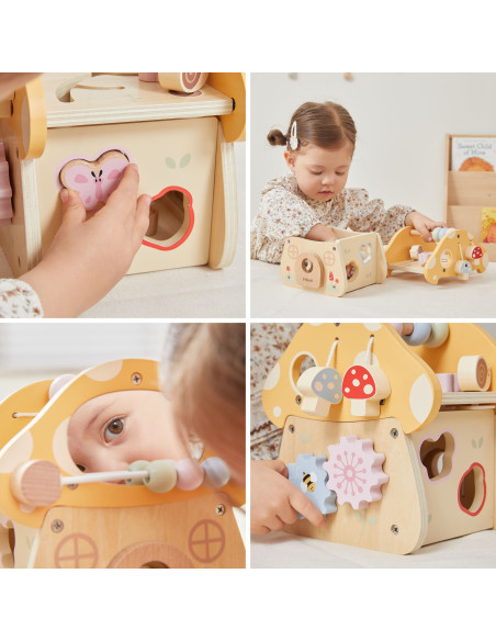 VIGA Wooden Mushroom Activity Sorter Maze Mirror 18M+