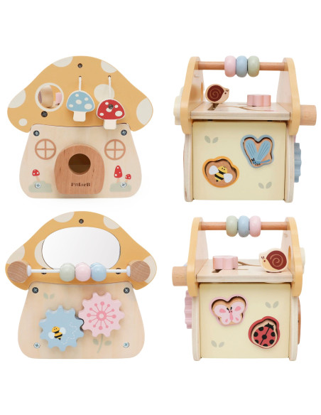 VIGA Wooden Mushroom Activity Sorter Maze Mirror 18M+