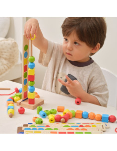 VIGA Wooden Beads for Stringing Sequencing Patterns 64 pcs 3+ 2
