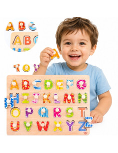 TOOKY TOY Puzzle Montessori Alphabet Puzzle with Pins