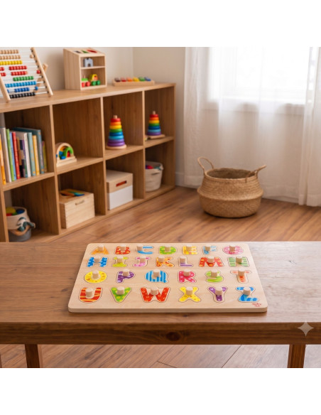TOOKY TOY Puzzle Montessori Alphabet Puzzle with Pins