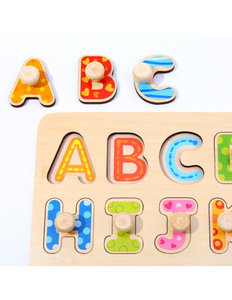 TOOKY TOY Puzzle Montessori Alphabet Puzzle with Pins