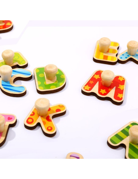 TOOKY TOY Puzzle Montessori Alphabet Puzzle with Pins