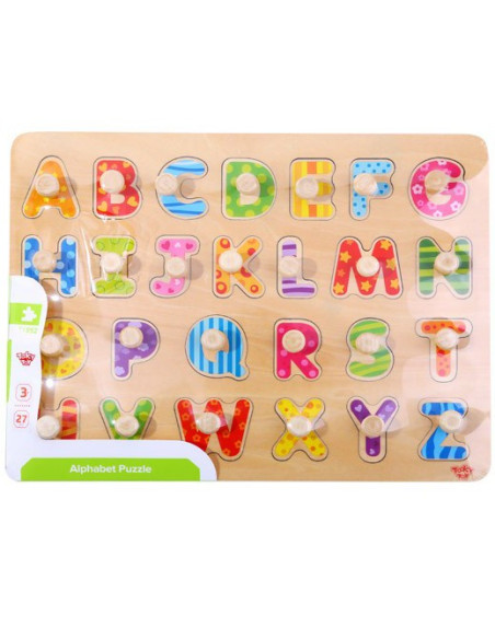 TOOKY TOY Puzzle Montessori Alphabet Puzzle with Pins
