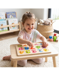 TOOKY TOY Wooden Puzzle Learning to Count Puzzle with Pins Numbers 2