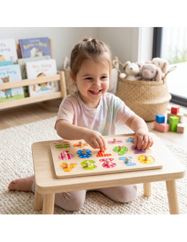 TOOKY TOY Wooden Puzzle Learning to Count Puzzle with Pins Numbers
