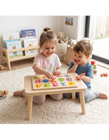 TOOKY TOY Wooden Puzzle Learning to Count Puzzle with Pins Numbers