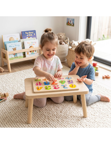 TOOKY TOY Wooden Puzzle Learning to Count Puzzle with Pins Numbers