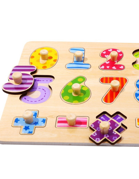 TOOKY TOY Wooden Puzzle Learning to Count Puzzle with Pins Numbers