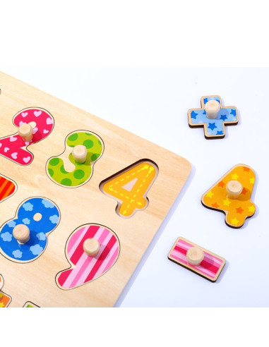 TOOKY TOY medinė mokomoji dėlionė „Mokomės skaičiuoti“ su kaištukais ir skaičiais