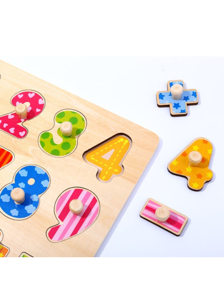 TOOKY TOY Wooden Puzzle Learning to Count Puzzle with Pins Numbers