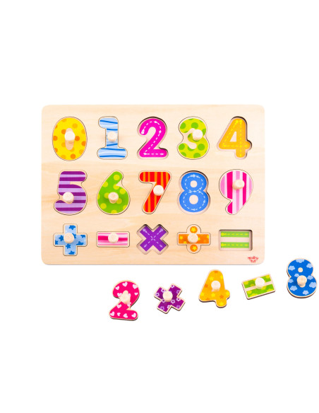 TOOKY TOY Wooden Puzzle Learning to Count Puzzle with Pins Numbers
