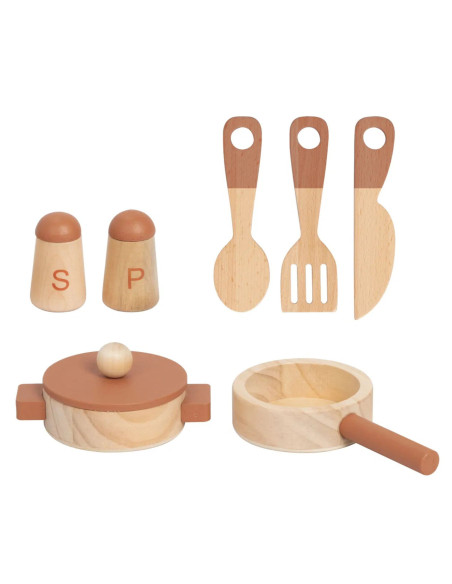 TOOKY TOY Wooden Beige Kitchen with Accessories