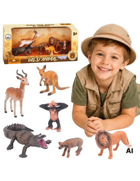 WOOPIE Safari Wild Animal Figures Set 6 pcs.
